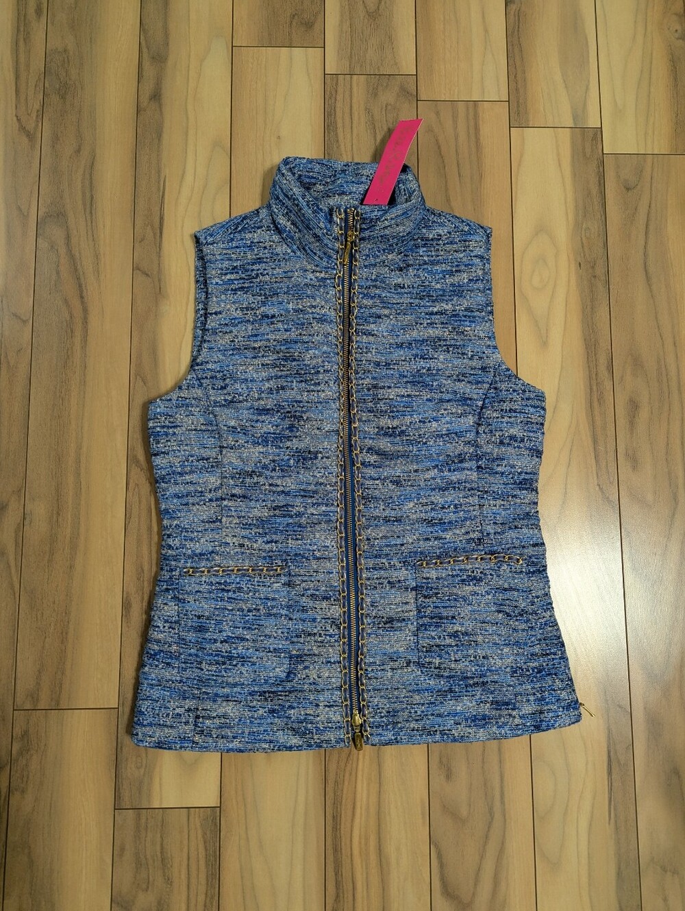 NWT! Lilly Pulitzer Noella Vest Blue Thistle Resort Boucle Size M $278